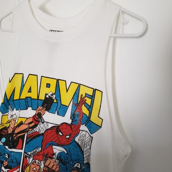 Marvel Graphic White Muscle Tank Top - Picture 4 of 7